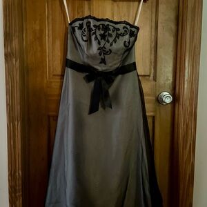 David's Bridal Black Strapless A-Line Dress